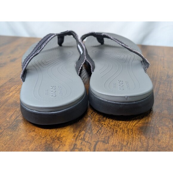Size 15 Crocs Santa Cruz Canvas Flip Flop Thong Black Grey Slip On Men Sandals main image 8